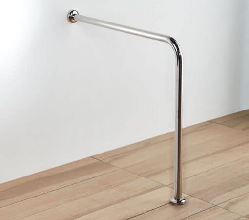 ΑΜΕΑ ΜΠΑΡΑ ΣΤΗΡΙΞΗΣ ΓΩΝΙΑΚΗ 1 ΠΟΔΙ 75×75 cm INOX ΧΡΩΜΕ