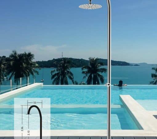 OUTDOORS SHOWER COLUMN Φ50 ΙΝΟΧ SS316 ΜΕ ΚΕΦΑΛΗ INOX Φ30